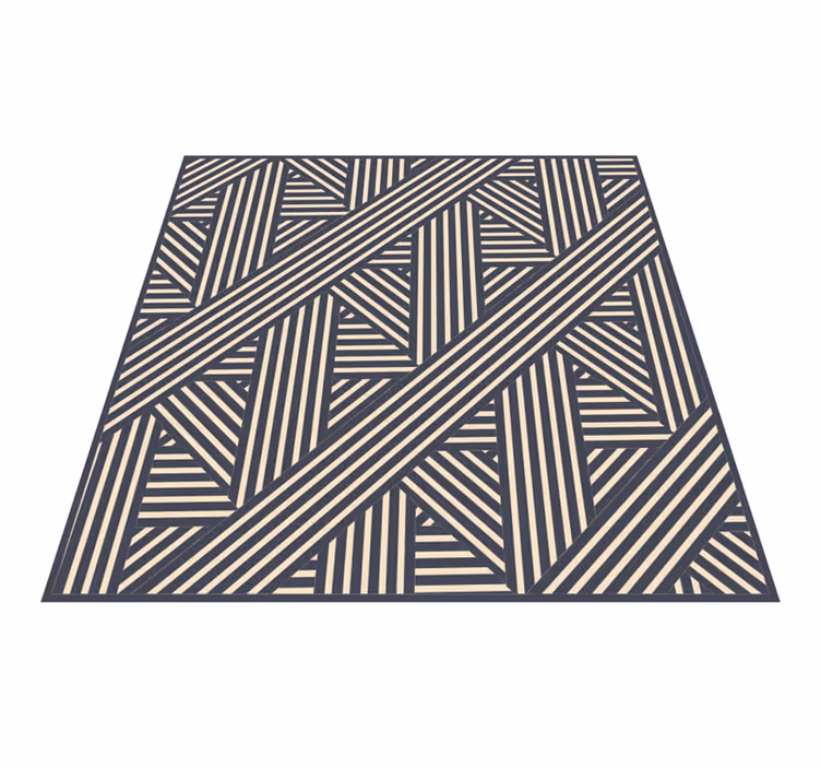 Alfombra vinílica de rayas azul blanco y beige - TenVinilo