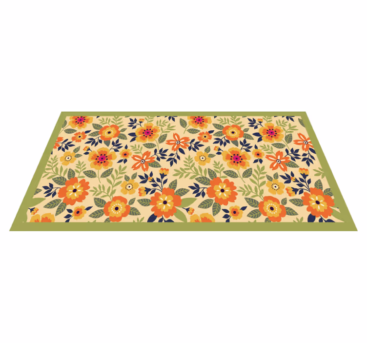 Alfombra vinílica flores motivo de jardín floral - TenVinilo