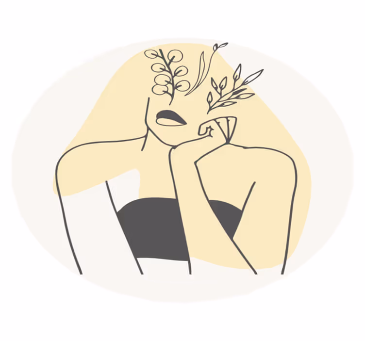 Alfombra vinílica flores arte lineal elegante - TenVinilo