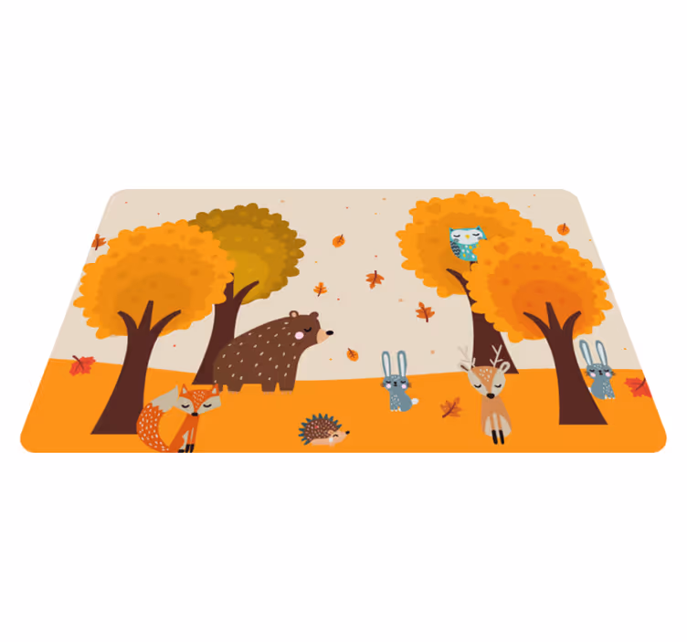 Alfombra de vinilo infantil amigos del bosque otoñal - TenVinilo