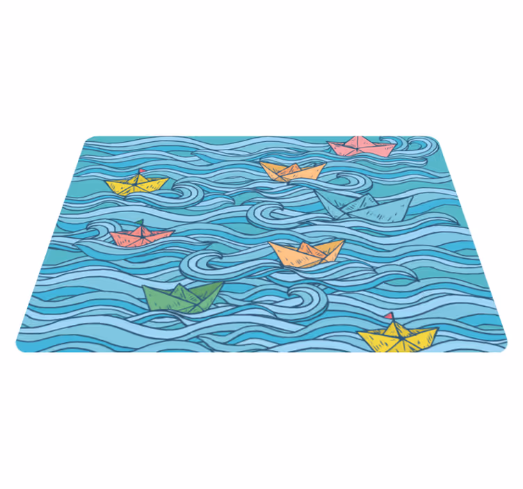 Alfombra de vinilo infantil barcos de papel de vela - TenVinilo