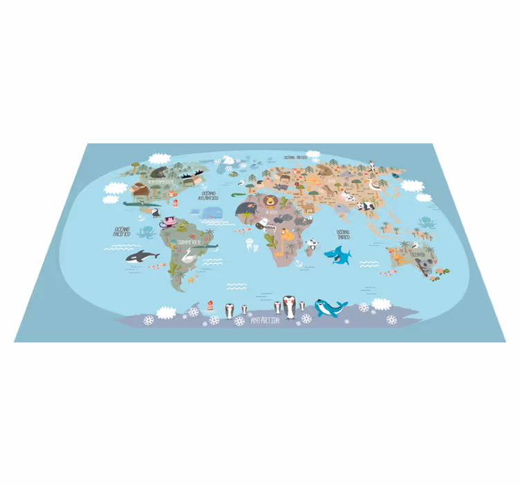 Alfombra de vinilo mapamundi infantil - TenVinilo