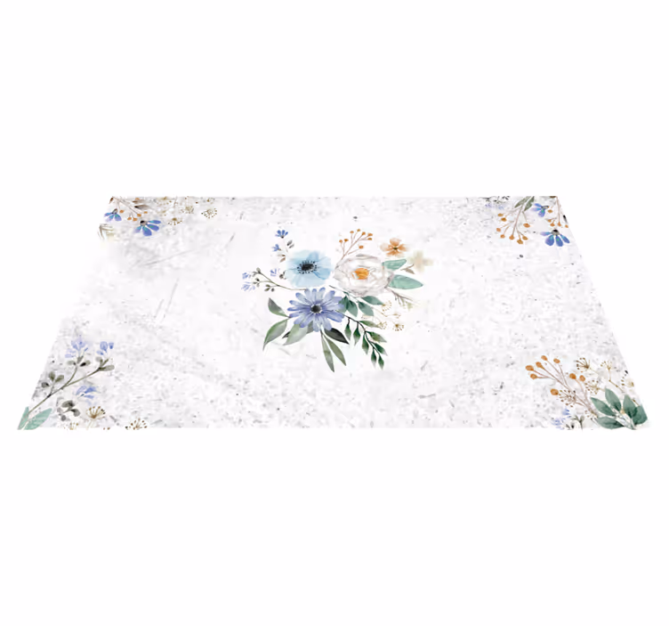 Alfombra vinílica flores elegancia floral de mármol - TenVinilo