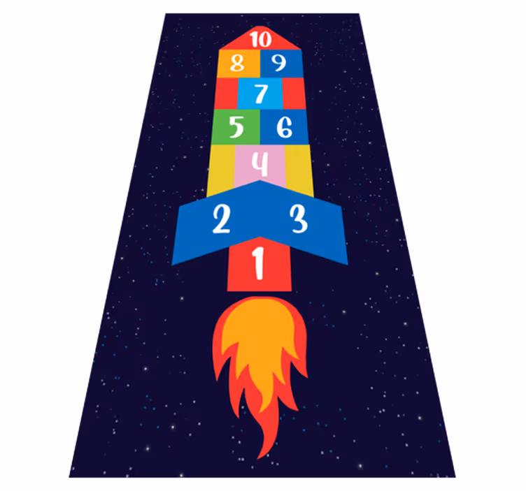 Alfombra vinílica de juegos infantil rayuela espacial - TenVinilo