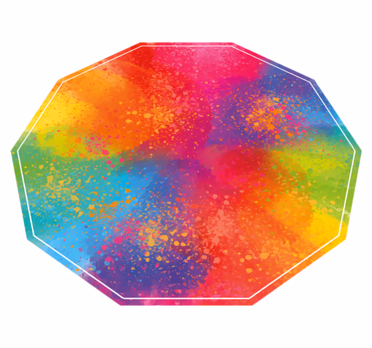 Alfombra vinílica efecto mármol hexágono salpicado colorido - TenVinilo