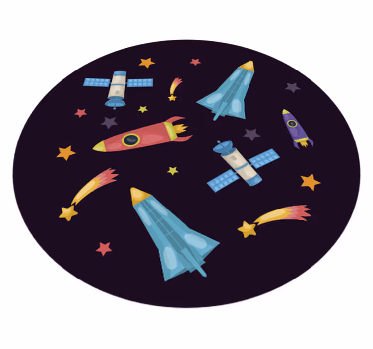 Alfombra de vinilo infantil exploración de naves espaciales - TenVinilo