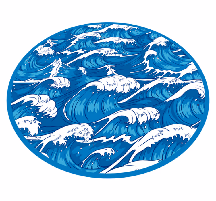 Alfombra vinílica dormitorio olas japonesas - TenVinilo