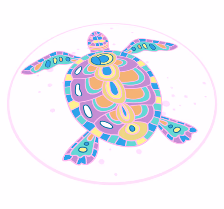Alfombra de vinilo infantil ilustración colorida de tortuga - TenVinilo
