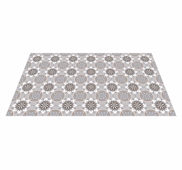 Alfombra vinilo cocina moderna baldosas de flores - TenVinilo