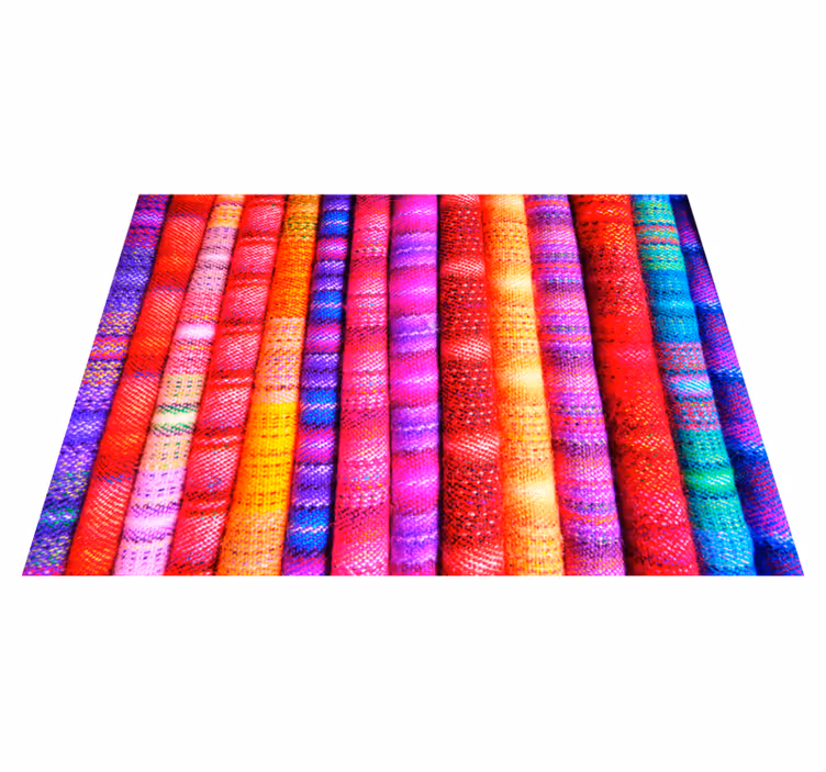 Alfombra vinílica imitación rayas de mosaico de colores - TenVinilo