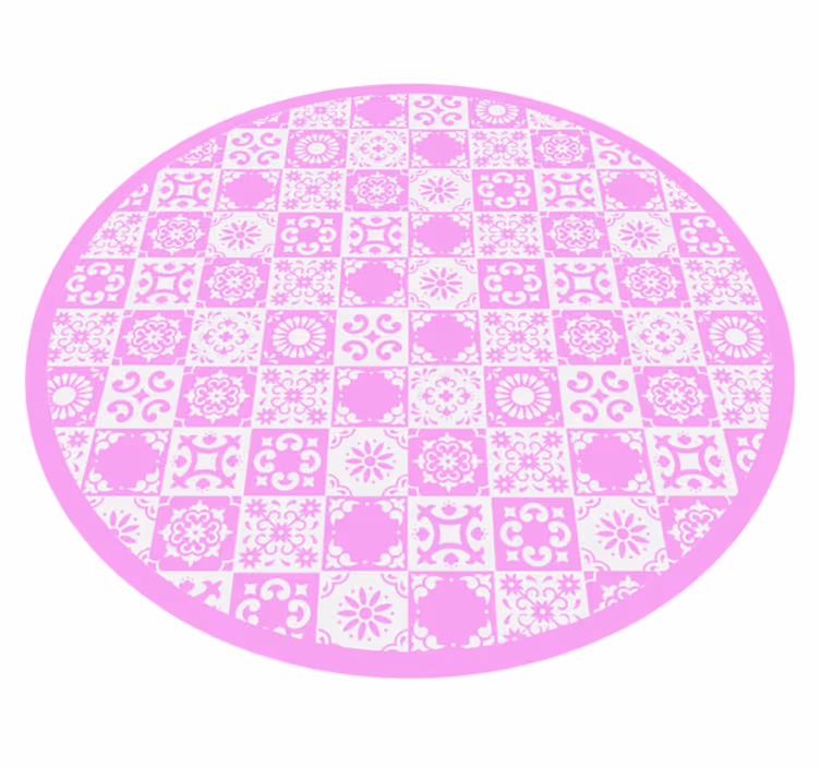 Alfombra vinílica hidráulica rosa y blanca - TenVinilo