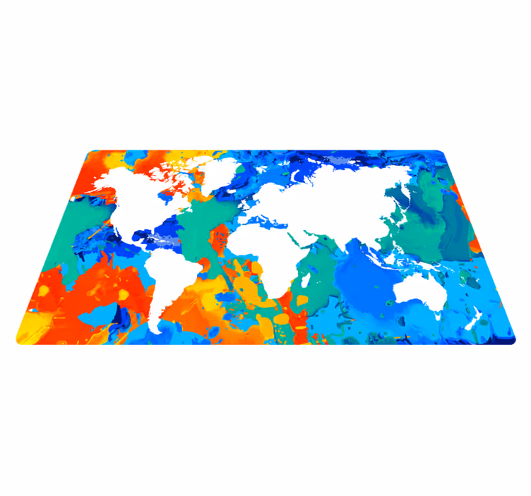 Alfombra de vinilo mapamundi mapa del mundo colorido - TenVinilo