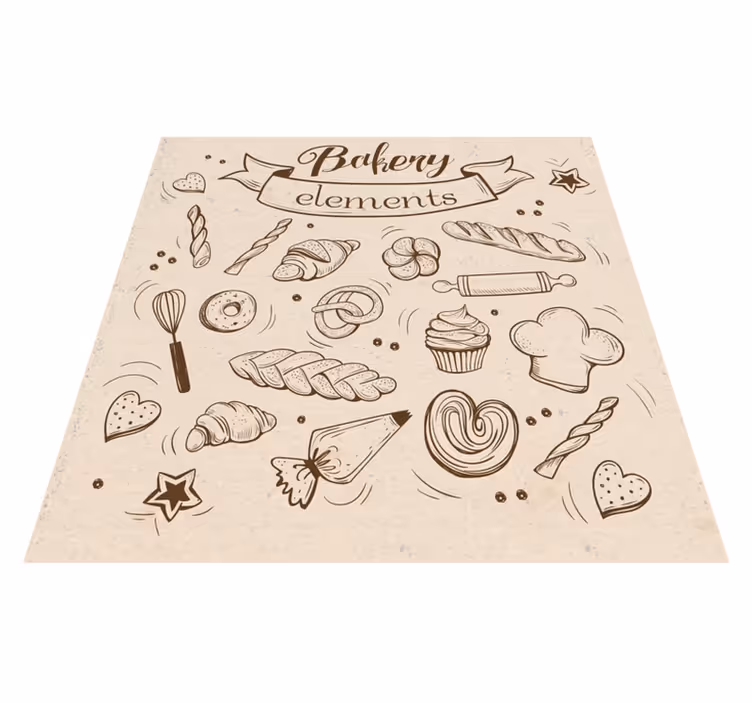 Alfombra vinílica infantil ilustración temática de panadería - TenVinilo