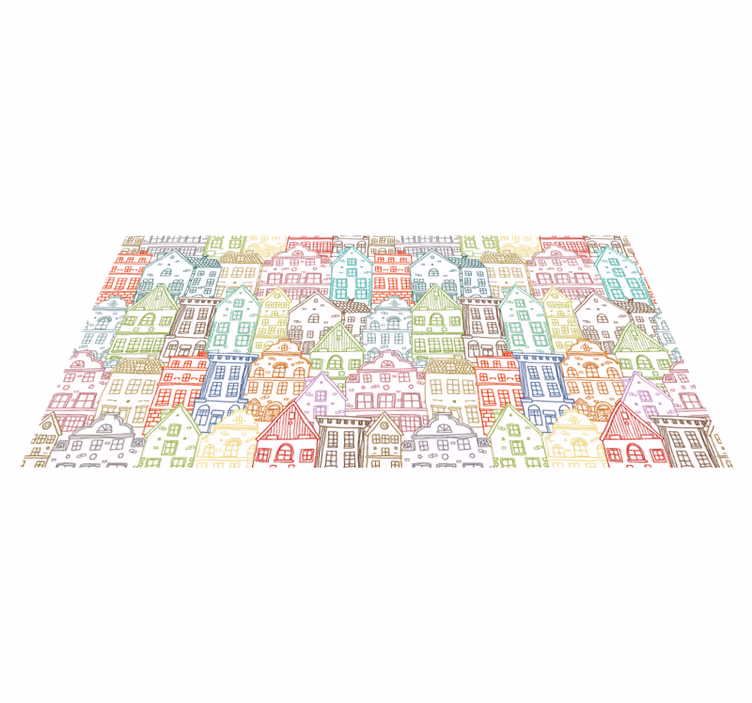 Alfombra de vinilo infantil colorido paisaje urbano - TenVinilo