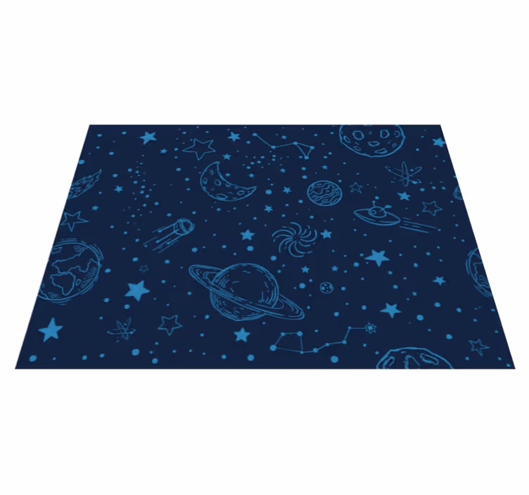 Alfombra de vinilo infantil ilustración de temática espacial - TenVinilo