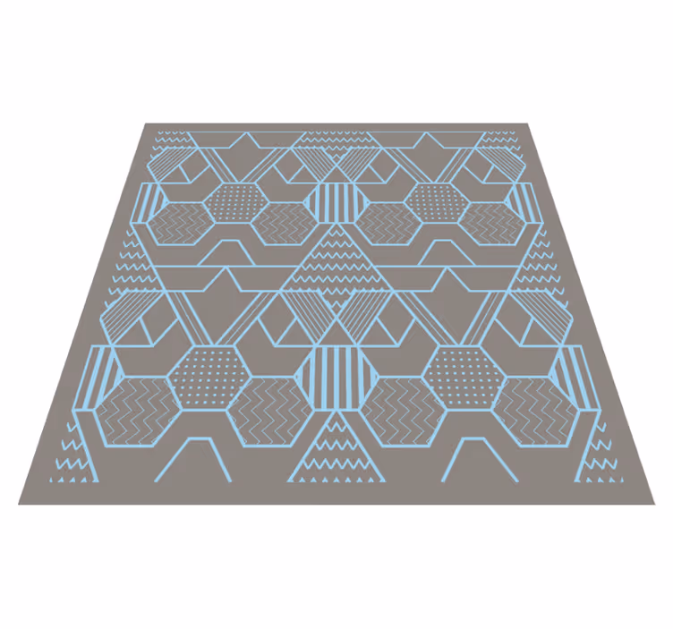Alfombra vinilo mosaico Hexágonos azules y diamantes - TenVinilo