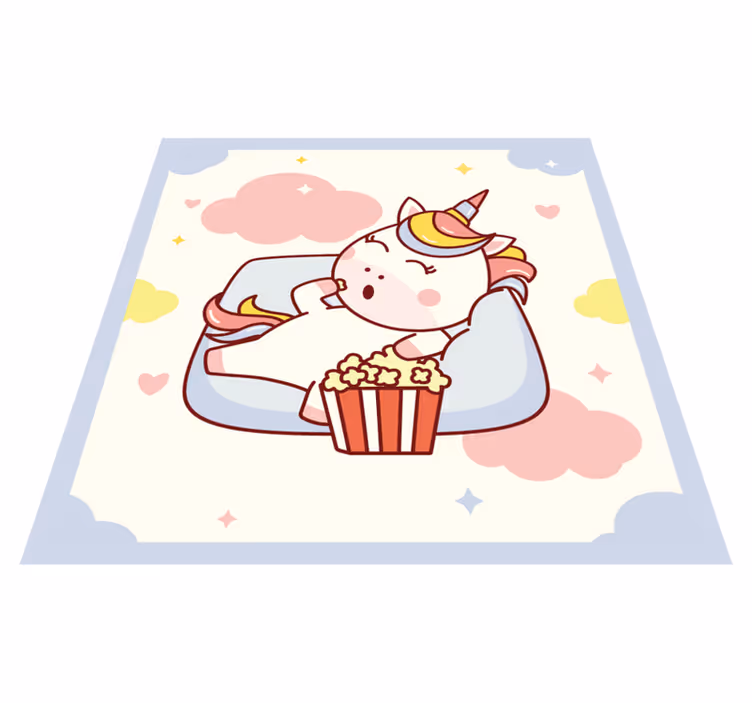 Alfombra de vinilo infantil relajación del cine unicornio - TenVinilo