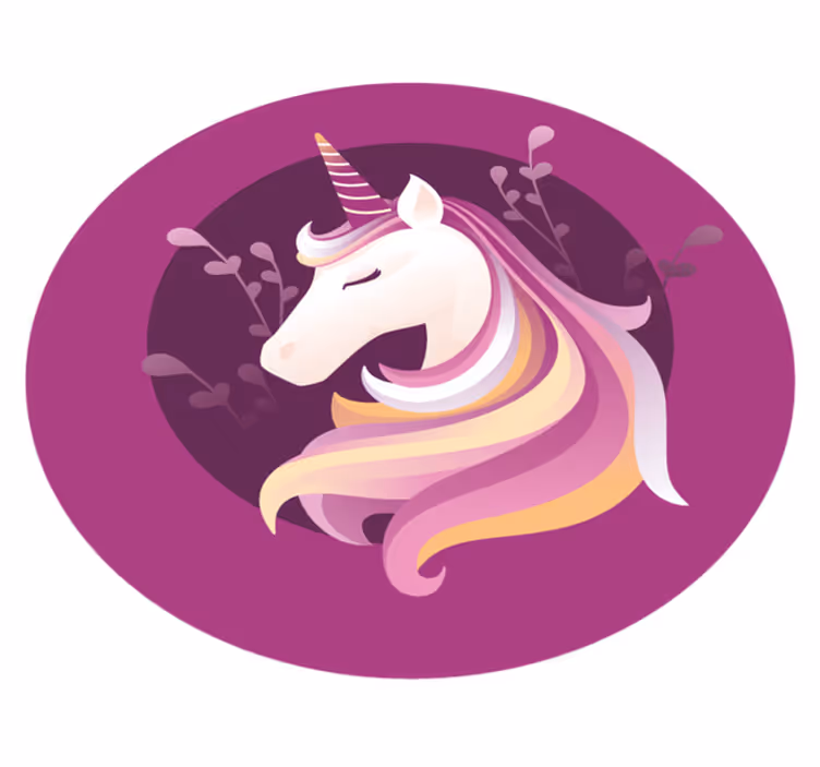 Alfombra de vinilo infantil motivo circular de unicornio - TenVinilo