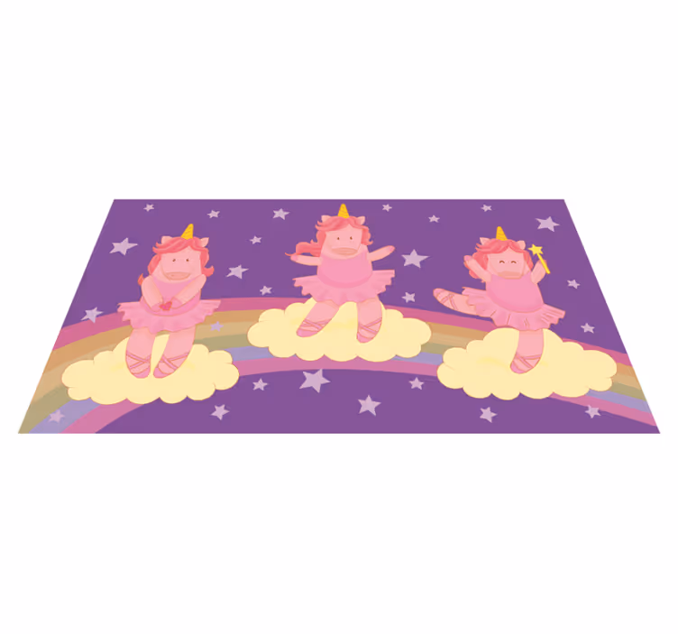 Alfombra de vinilo infantil baile de fantasía de unicornio - TenVinilo