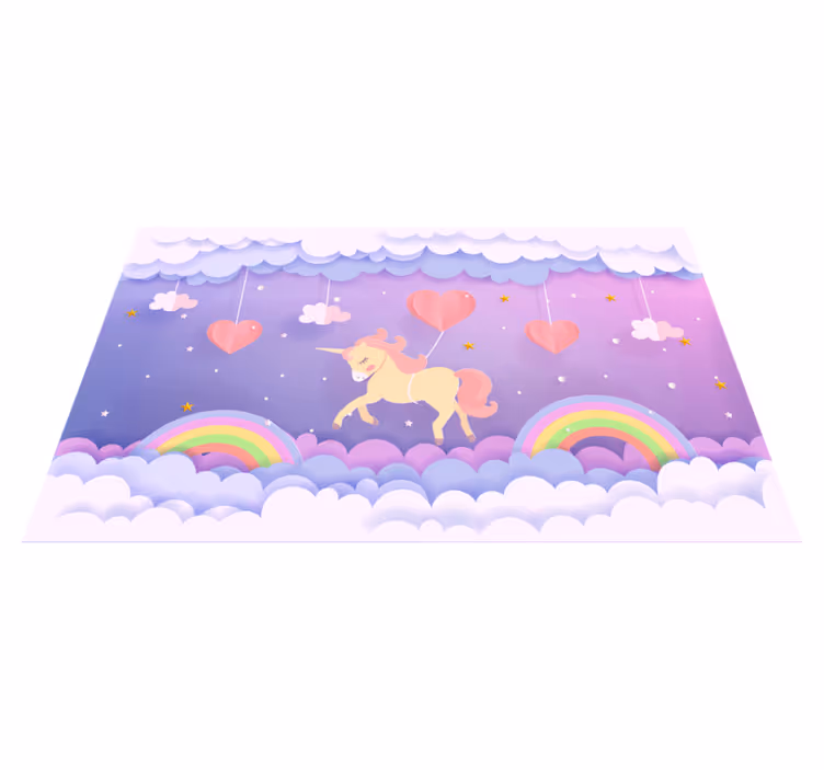 Alfombra vinílica bebé escena de fantasía de unicornio - TenVinilo