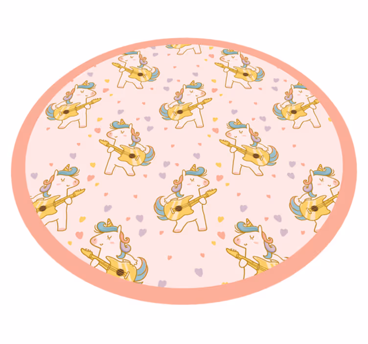 Alfombra de vinilo infantil círculo de baile de unicornio - TenVinilo