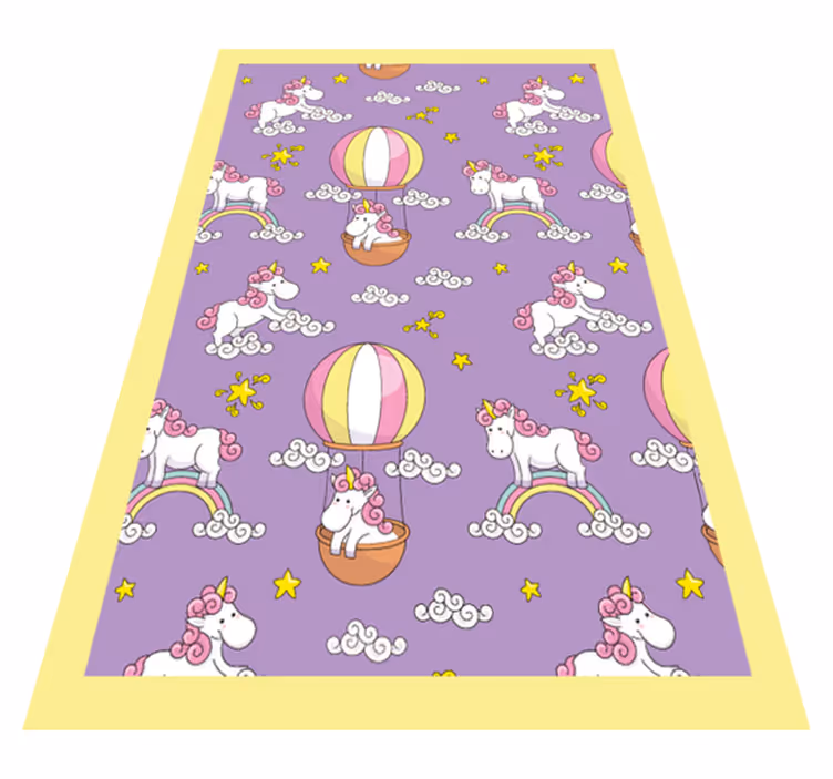 Alfombra de vinilo infantil patrón de unicornio juguetón - TenVinilo