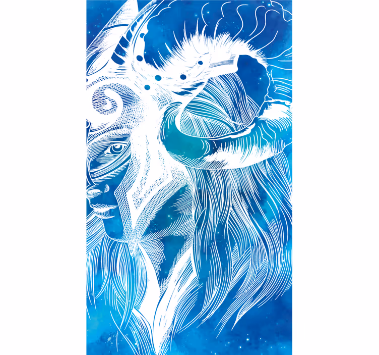 Alfombra vinílica animales ilustración caprina mítica - TenVinilo