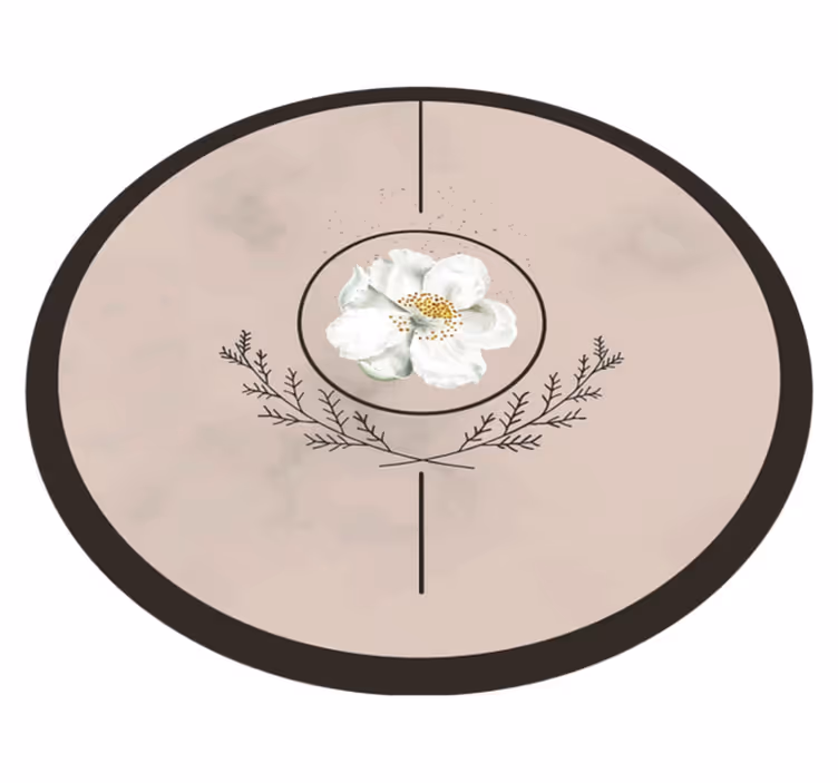Alfombra vinílica flores emblema del círculo floral - TenVinilo