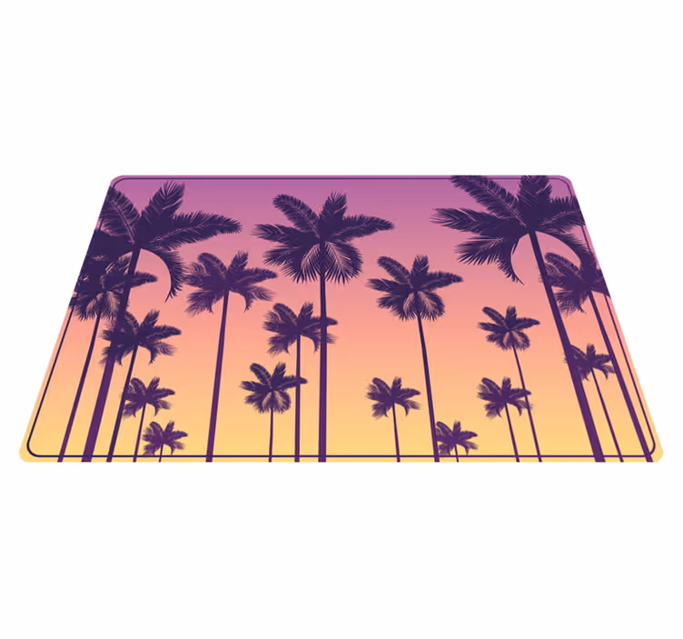 Alfombra vinílica naturaleza silueta del atardecer tropical - TenVinilo