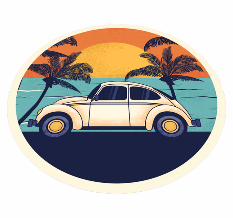 Alfombra vinílica vintage paisaje de coche retro - TenVinilo