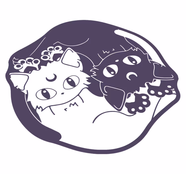 Alfombra de vinilo infantil dúo de gatos juguetones - TenVinilo