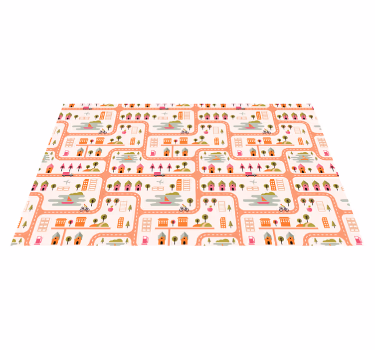 Alfombra vinílica carretera mapa juguetón de la ciudad - TenVinilo