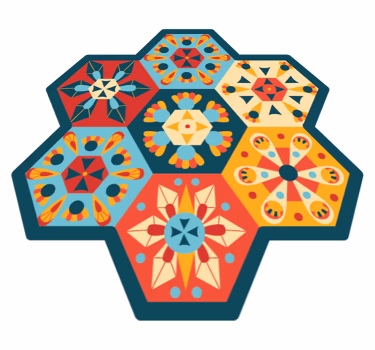 Alfombra de vinilo geométrica simetría hexagonal - TenVinilo