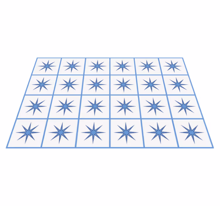 Alfombra vinílica hidráulica azulejos de estrella de brújula - TenVinilo
