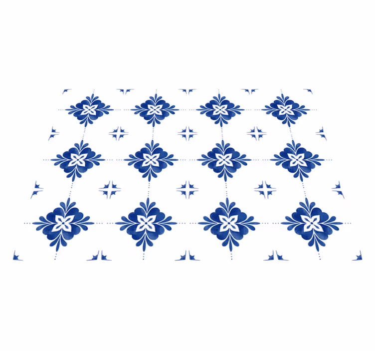 Alfombra vinílica hidráulica motivos florales azules - TenVinilo