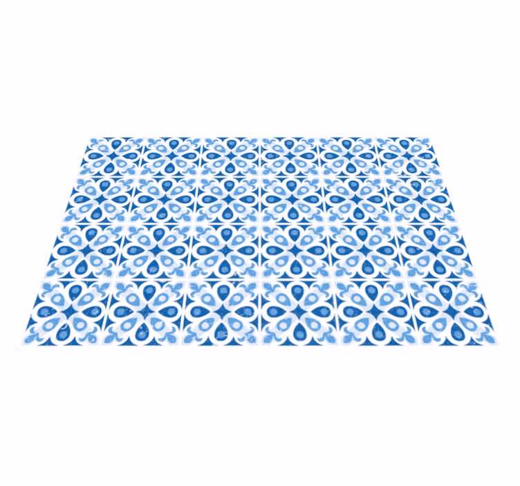 Alfombra vinílica hidráulica azulejo con estampado azul - TenVinilo