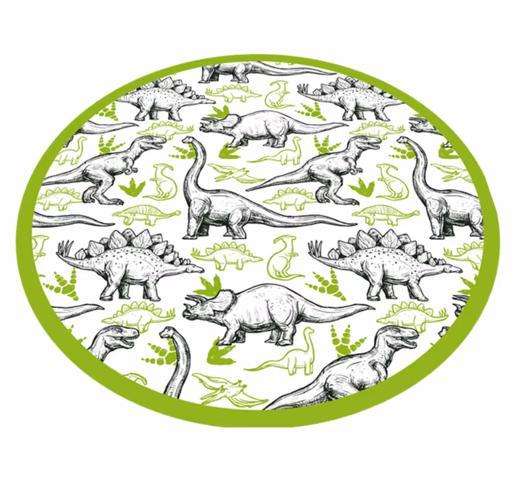 Alfombra vinílica dos colores doodle dinosaurio - TenVinilo