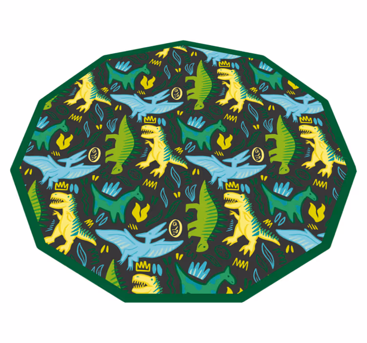 Alfombra vinílica de dinosaurios verdes - TenVinilo