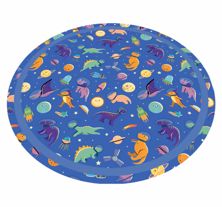 Alfombra de vinilo infantil dinosaurio espacial redondo - TenVinilo