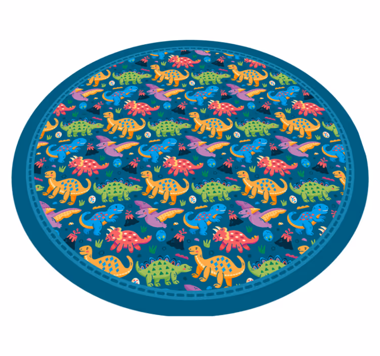 Alfombra de vinilo infantil patrón circular de dinosaurio - TenVinilo