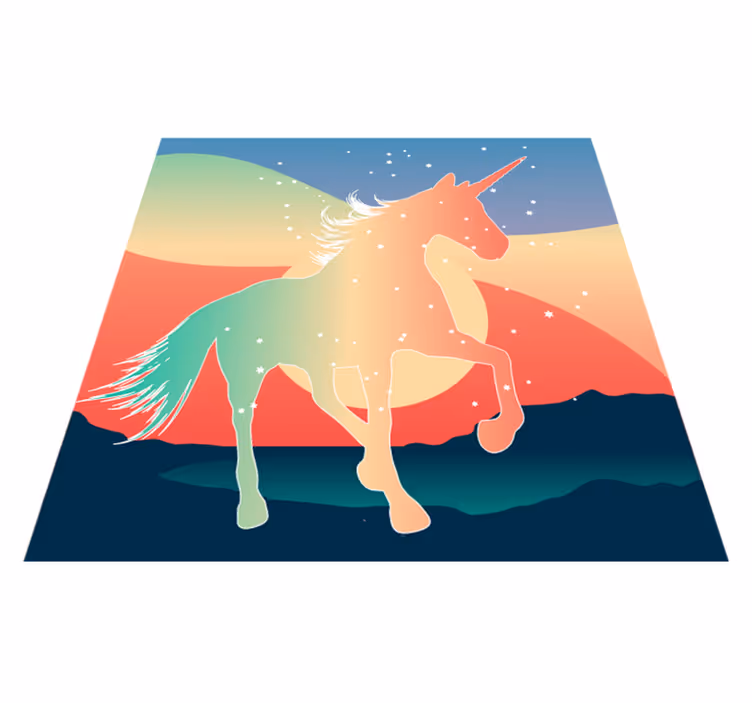 Alfombra de vinilo infantil silueta de unicornio mágico - TenVinilo