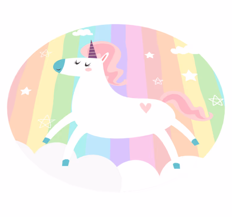 Alfombra de vinilo infantil decoración de unicornio arcoíris - TenVinilo