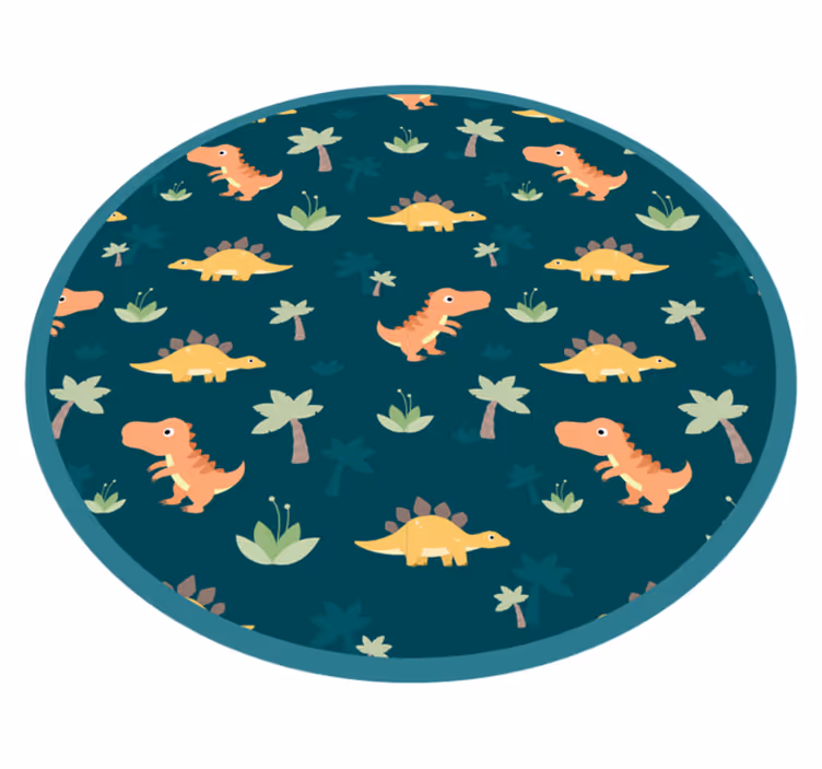 Alfombra de vinilo infantil círculo de dinosaurio - TenVinilo