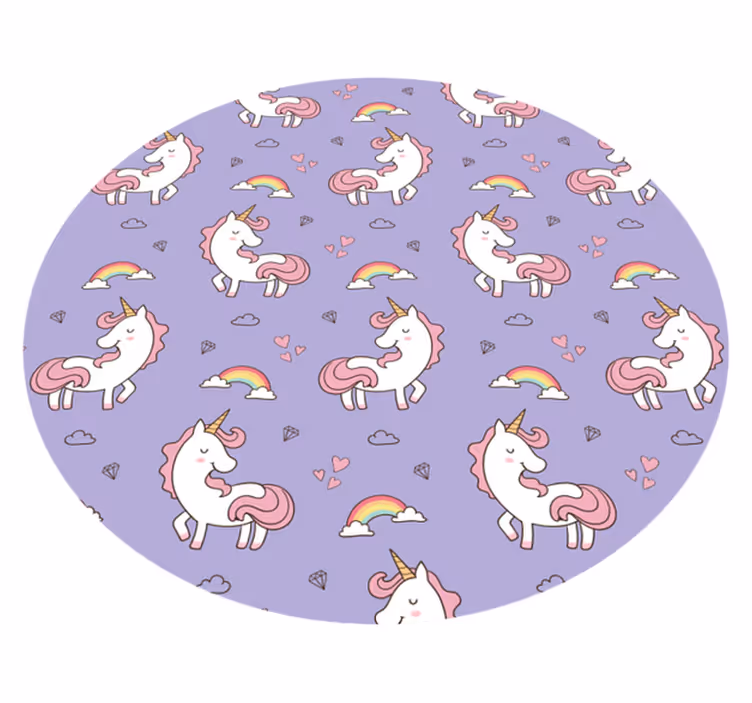 Alfombra vinílica infantil lila de unicornios - TenVinilo