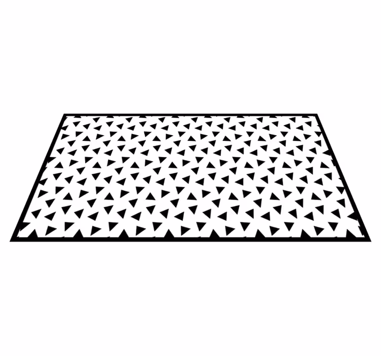 Alfombra vinilo cocina geométrica triángulos blanco y negro - TenVinilo