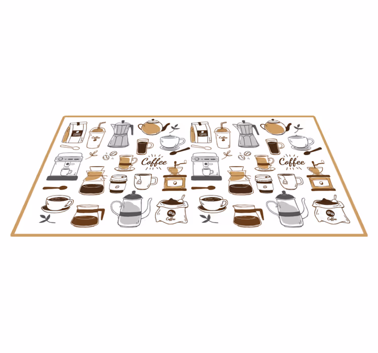 Alfombra vinílica cocina elementos esenciales del cafe - TenVinilo
