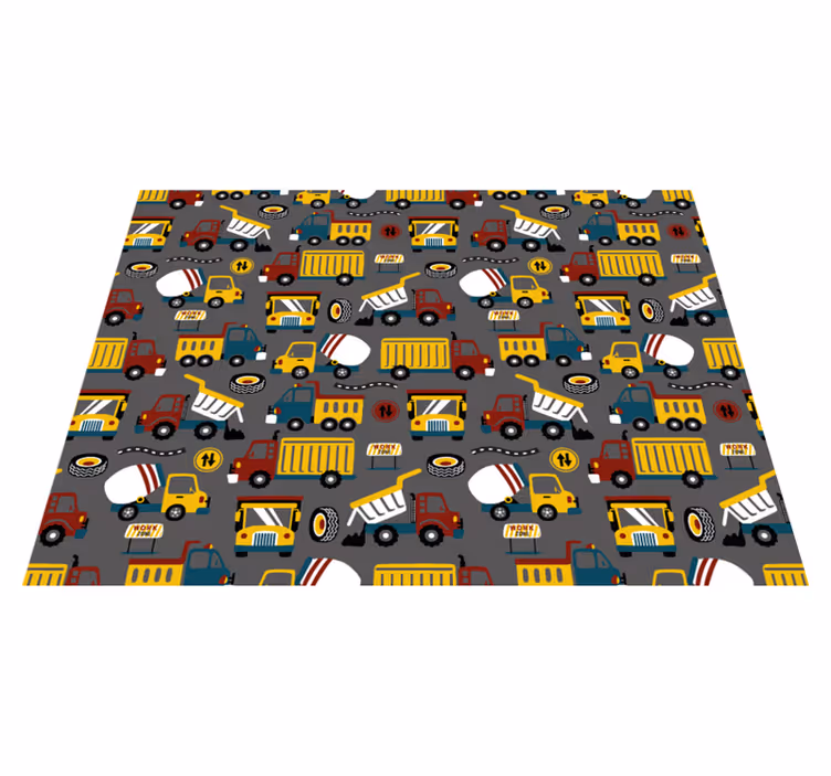 Alfombra de vinilo infantil diversion de construccion - TenVinilo