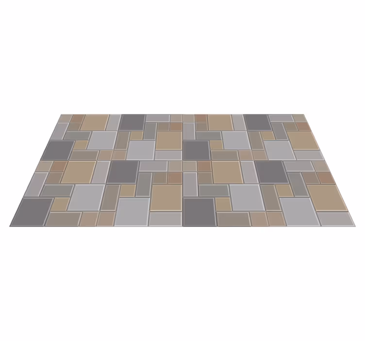 Alfombra vinílica hidráulica mosaico geométrico - TenVinilo