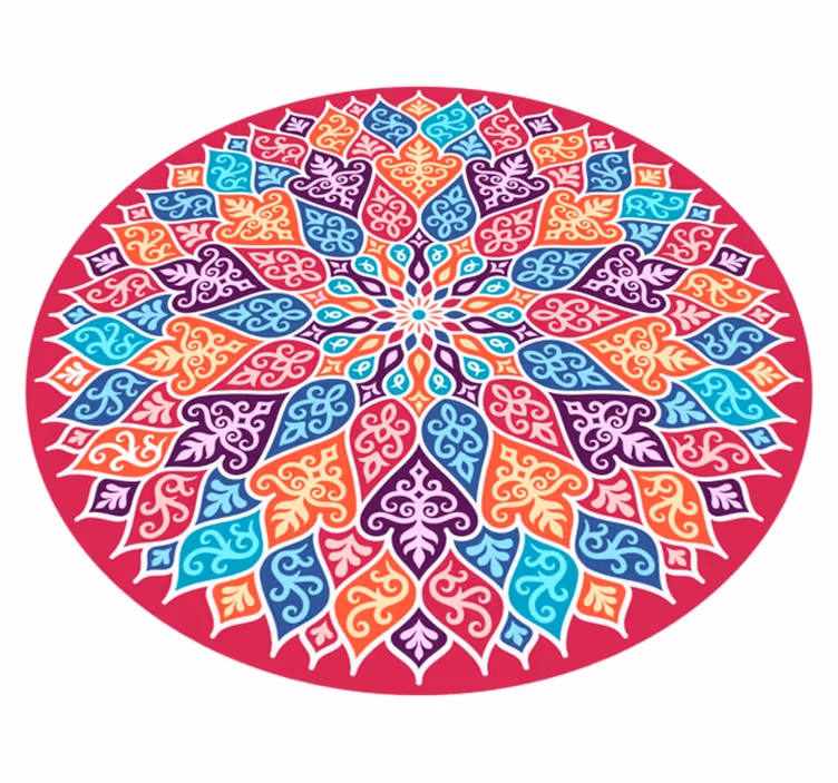 Alfombra vinílica mandala motivo de mandala colorido - TenVinilo