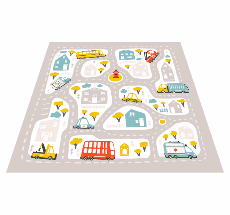 Alfombra de vinilo infantil circuito de juego urbano - TenVinilo